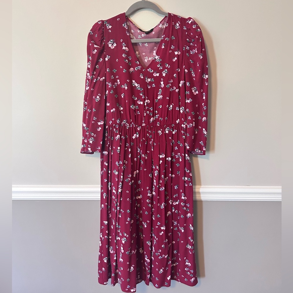Banana Republic Floral Burgundy Dress